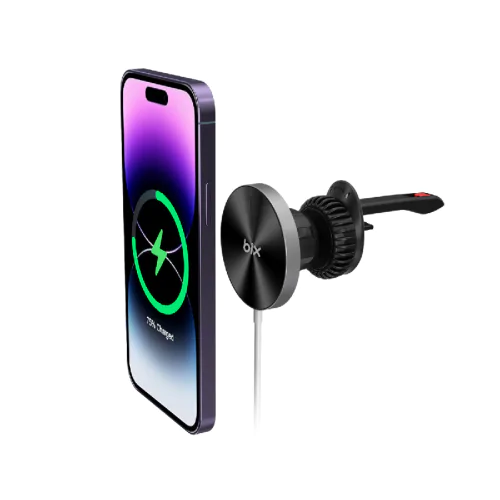 AKSESUAR BİX BXCH2 15W MAGSAFE UYUMLU KABLOSUZ ŞARJ VE MANYETİK ARAÇ İÇİ TELEFON TUTUCU SİYAH Siyah - Görsel