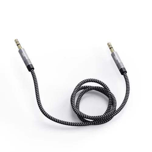 BİX BXAU101 3.5MM ERKEK TO ERKEK ÖRGÜLÜ TRS STEREO AUX SES KABLOSU 3 METRE Gri - Görsel