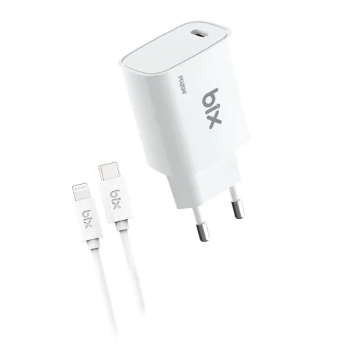 BİX BXL21W 20W HIZLI ŞARJ + 3A TYPE-C'DEN LİGHTNİNG'E 1M KABLO BEYAZ Beyaz - Görsel