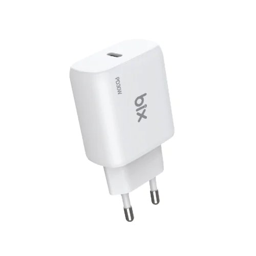 BİX BXPD30TA 30W TYPE-C PD 3.0 PPS AKIM KORUMALI HIZLI ŞARJ ADAPTÖRÜ Beyaz - Görsel
