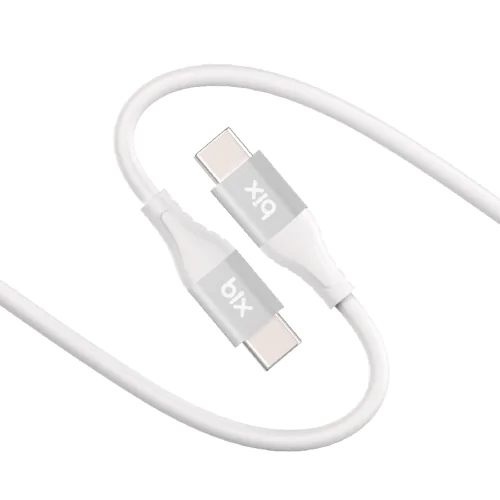 BİX BXSC1CC 60W TYPE-C TO TYPE-C SİLİKON ŞARJ VE DATA KABLOSU 1.2 METRE Beyaz - Görsel