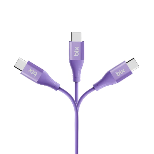 BİX BXSC1CC 60W TYPE-C TO TYPE-C SİLİKON ŞARJ VE DATA KABLOSU 1.2 METRE Lavanta - Görsel