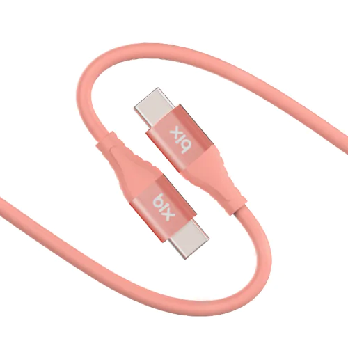 BİX BXSC1CC 60W TYPE-C TO TYPE-C SİLİKON ŞARJ VE DATA KABLOSU 1.2 METRE Pembe - Görsel
