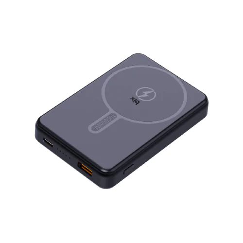Bix PB109 10000mAh Magsafe Uyumlu Type-C PD20W USB-A QC 22.5W ve 15W Manyetik Kablosuz Hızlı Şarj Destekli LED Göstergeli Mini Powerbank Siyah - Görsel
