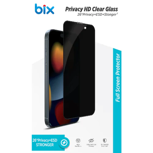 BİX IPHONE 14 PARMAK İZİ TUTMAYAN HD HAYALET EKRAN KORUYUCU Siyah - Görsel