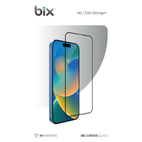 BİX IPHONE 15 PRO MAX BİG CURVED GLASS HD/ESD STRONGER EKRAN KORUYUCU Cam - Görsel