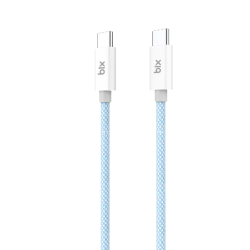 BİX T2CC TYPE-C'DEN TYPE-C'YE 60W ÖRGÜLÜ PVC KABLO 1M Mavi - Görsel