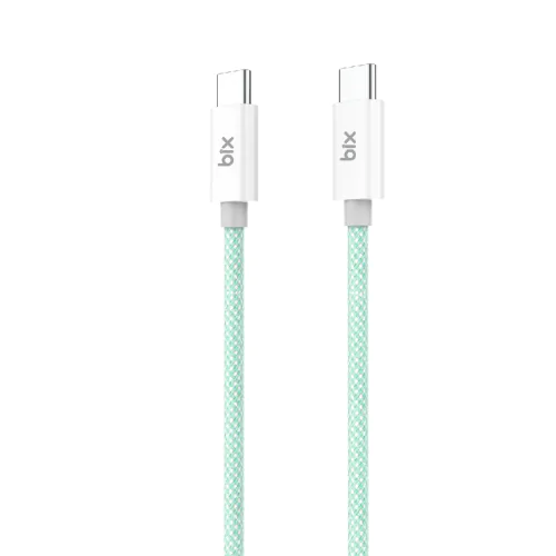 BİX T2CC TYPE-C'DEN TYPE-C'YE 60W ÖRGÜLÜ PVC KABLO 1M Yeşil - Görsel