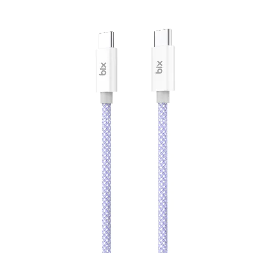 BİX T2CC TYPE-C'DEN TYPE-C'YE 60W ÖRGÜLÜ PVC KABLO 1M Mor - Görsel