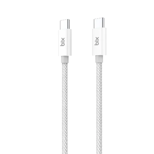 BİX T2CC TYPE-C'DEN TYPE-C'YE 60W ÖRGÜLÜ PVC KABLO 1M Beyaz - Görsel