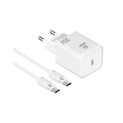 GNP 35W Transparent GAN Şarj Adaptörü ve Type-C Kablo Beyaz - Görsel
